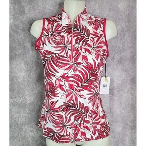 Tail Activewear Summer Leaves Yanira Sleeveless Mock Womens Medium Golf Shirt